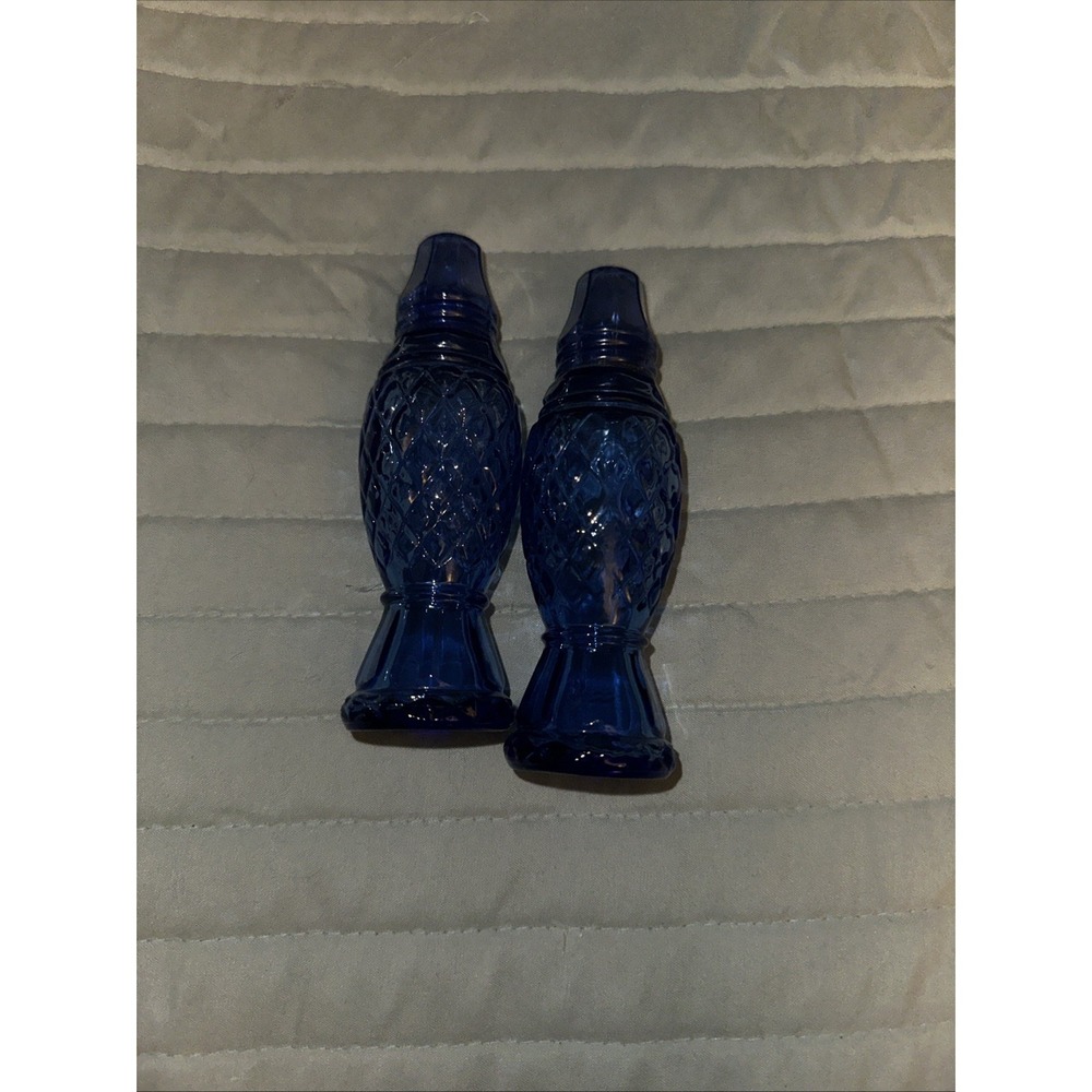 Vintage Avon Crystal Point Cobalt Blue Salt and Pepper Shakers Set